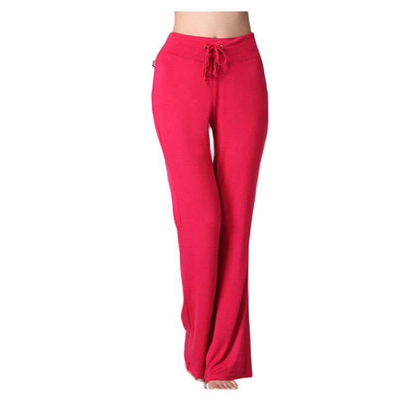 Women Solid Color High Waist Drawstring Wide Leg Long Pants Yoga Dance Trousers Wide Leg For Yoga Running Jogging Gymnastics