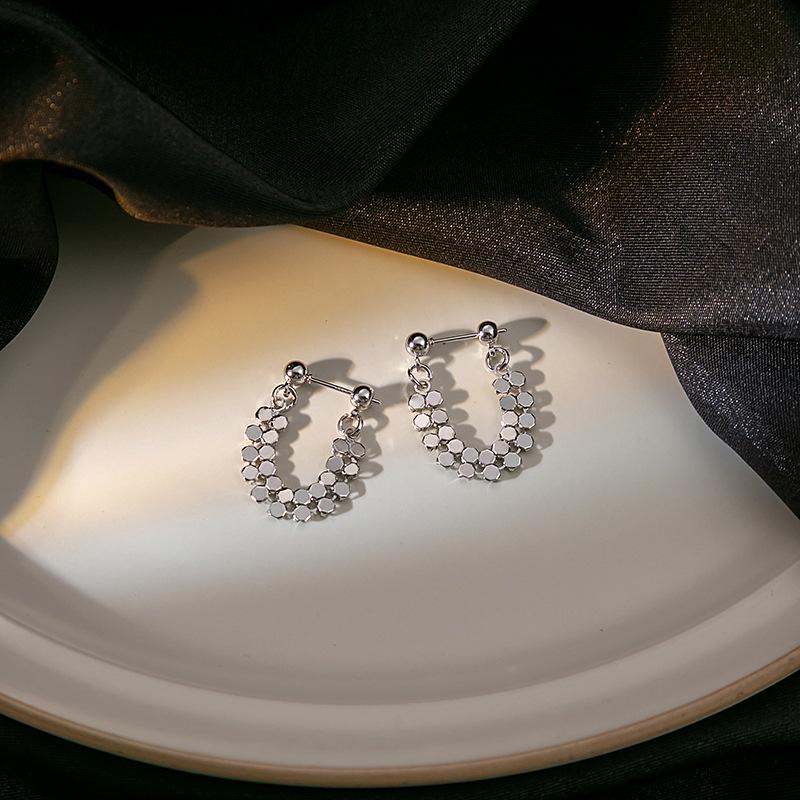 

Металлические серьги с кисточками в форме круга с геометрическим дизайном и сверкающей цепочкой, универсальный стиль серебряный