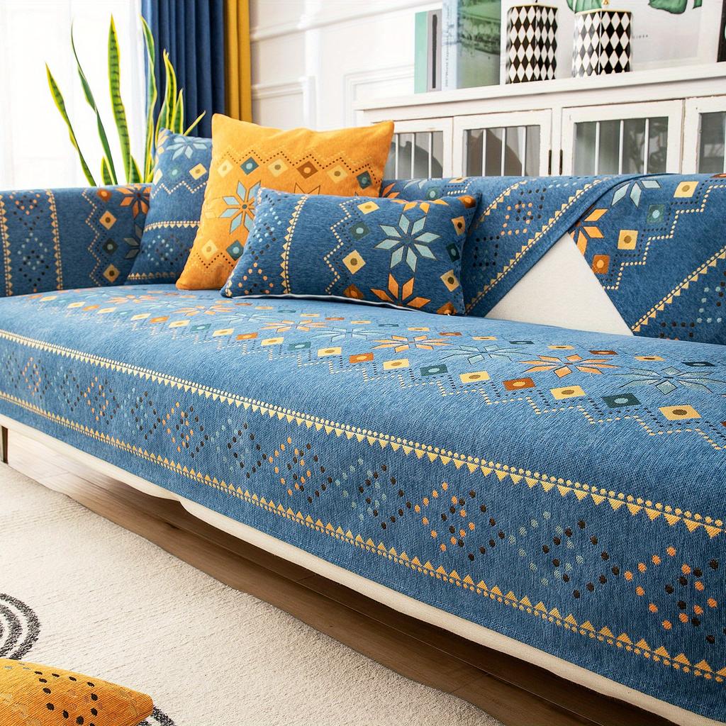 Chenille Sofa Cover Pet-Friendly Non-Slip Durable Bohemian Chenille Sofa Cover Machine Washable Fits All Sofa Sizes Home Decor