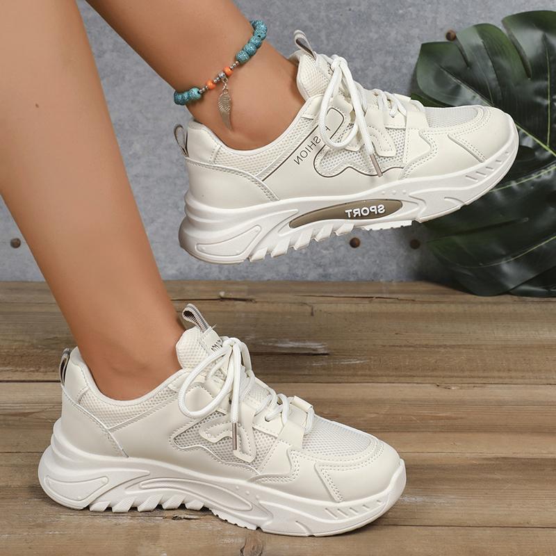 Fashion Fashion Lace Up Platform Sneaker Women Comfy Mesh Breathable Running Walking Shoes Woman Non Slip Thick Bottom Vulcanized Shoes
