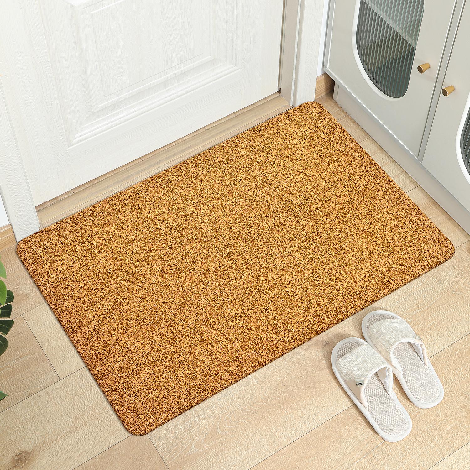 

Однотонный шелковый коврик с кольцами и нескользящей основой для входа в дом, идеально подходит для уличных дверей или коридоров.. Удаление бытовой пыли 40cmx60cm