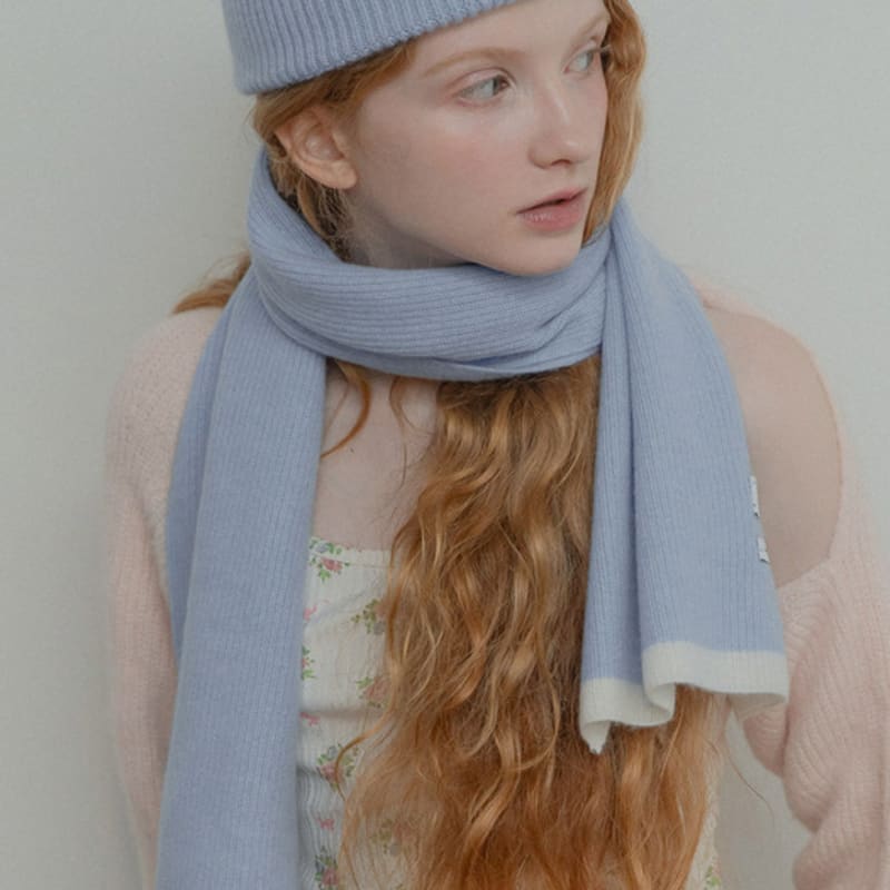mellotory cashmere 100 lip line muffler (sky blue)
