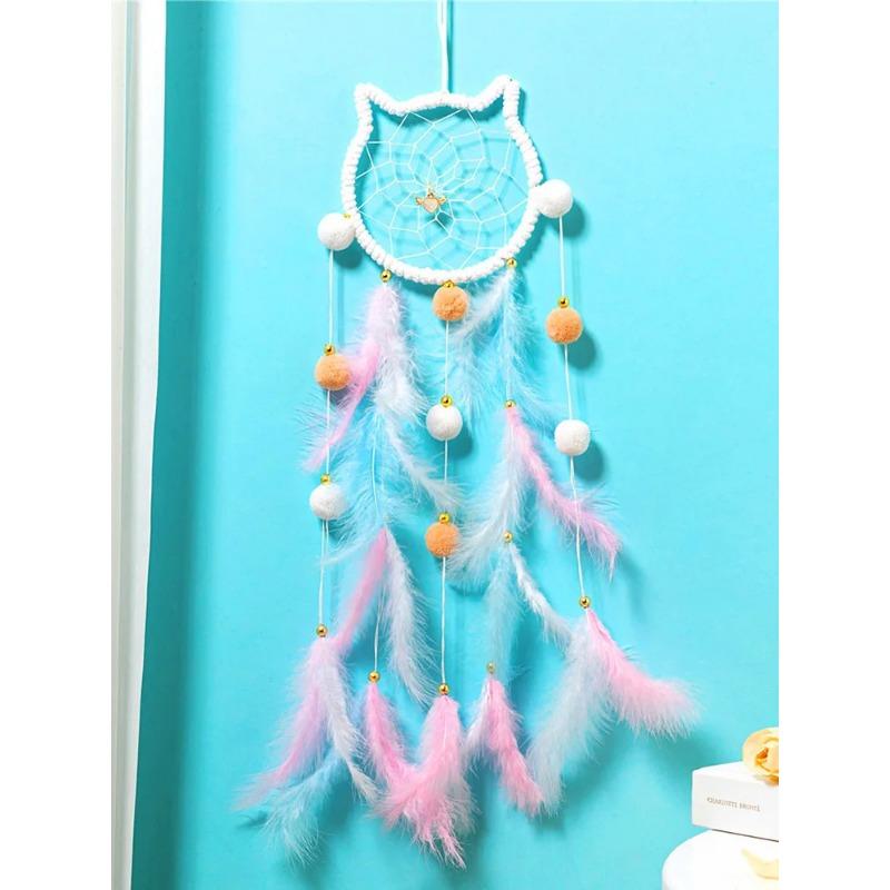 

Ловец снов ручной работы, уличные садовые колокольчики, розовое перо, подвесные украшения для спальни, декор для стен, подарки на день рождения, Рождество