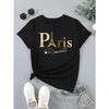 Damska luźna koszulka z krótkim rękawem i nadrukiem Paris Romantic - T-shirt z dzianiny poliestrowej z okrągłym dekoltem i