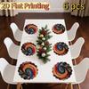 35cm Floral Print Linen Placemats 2D Printed Coaster Table Mats Bohemian Style Placemats  Kitchen