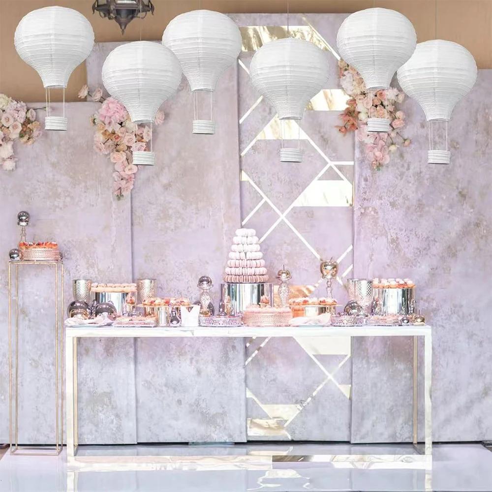 Runtow 6pcs 30cm White Hot Air Balloon Paper Lantern ,Wedding Birthday Party Home Hanging Decor