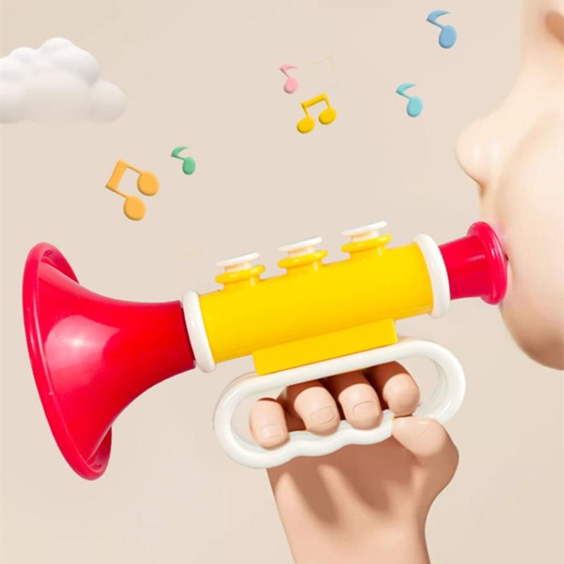 1 Adet Mini Bebek Trompet Oyuncakları Çocuklar Erken Montessori Eğitici Oyuncak Renkli Müzik Aletleri Çocuklar için Oyunlar Hediyeler Kornalı Oyuncak
