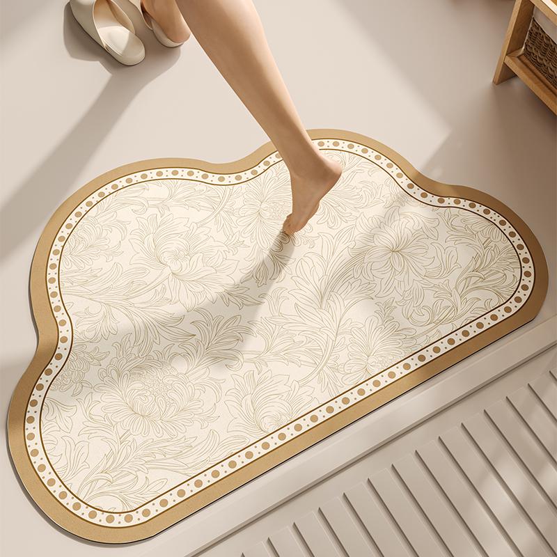 Bathroom Floor Mat Cloud Shaped Diatomaceous Earth Quick Drying Mat, Anti Slip Foot Mat At the Bathroom Entrance, Dirt Resistant