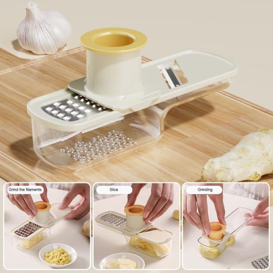 3-in-1 Vegetable Slicer Grater Stainless Steel Food Cutter Slicing Machine with Hand Guard Julienne Mash Vegetable Prep Tool for Kitchen