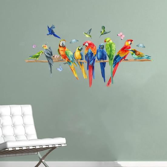 Wall Sticker Realistic Birds Parrot Butterfly Colorful Self-adhesive Waterproof Removeable Great Stickiness