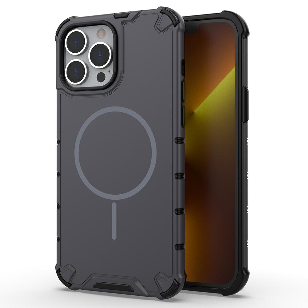 For iPhone 13 Pro Magnetic Case Corrugated Texture Heat Dissipation Shockproof TPU+PC Phone Back Cover