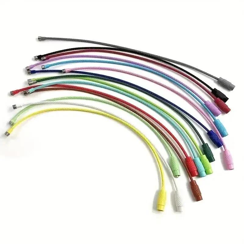10pcs Colorful Stainless Steel Wire Luggage Tag Key Chain Clip Durable And Easy To Install Perfect For Travel And Everyday Use
