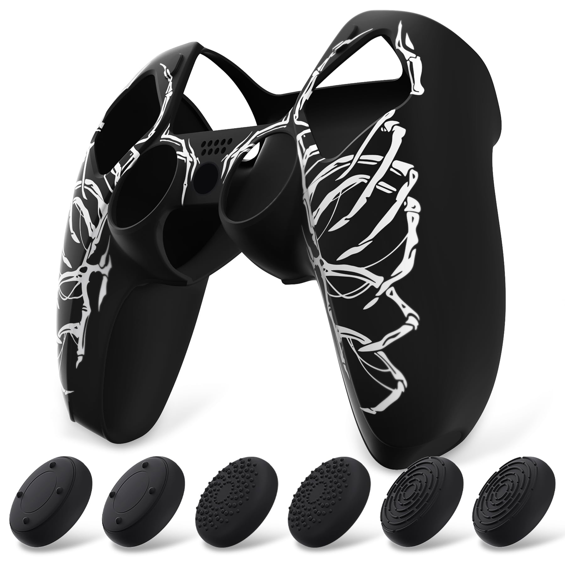 

PlayVital Pure Series Pattern Design Protective Silicone Cover Compatible with PS5 Soft Rubber Grip Case Compatible with PS5 Comes with 6 Thumbstick