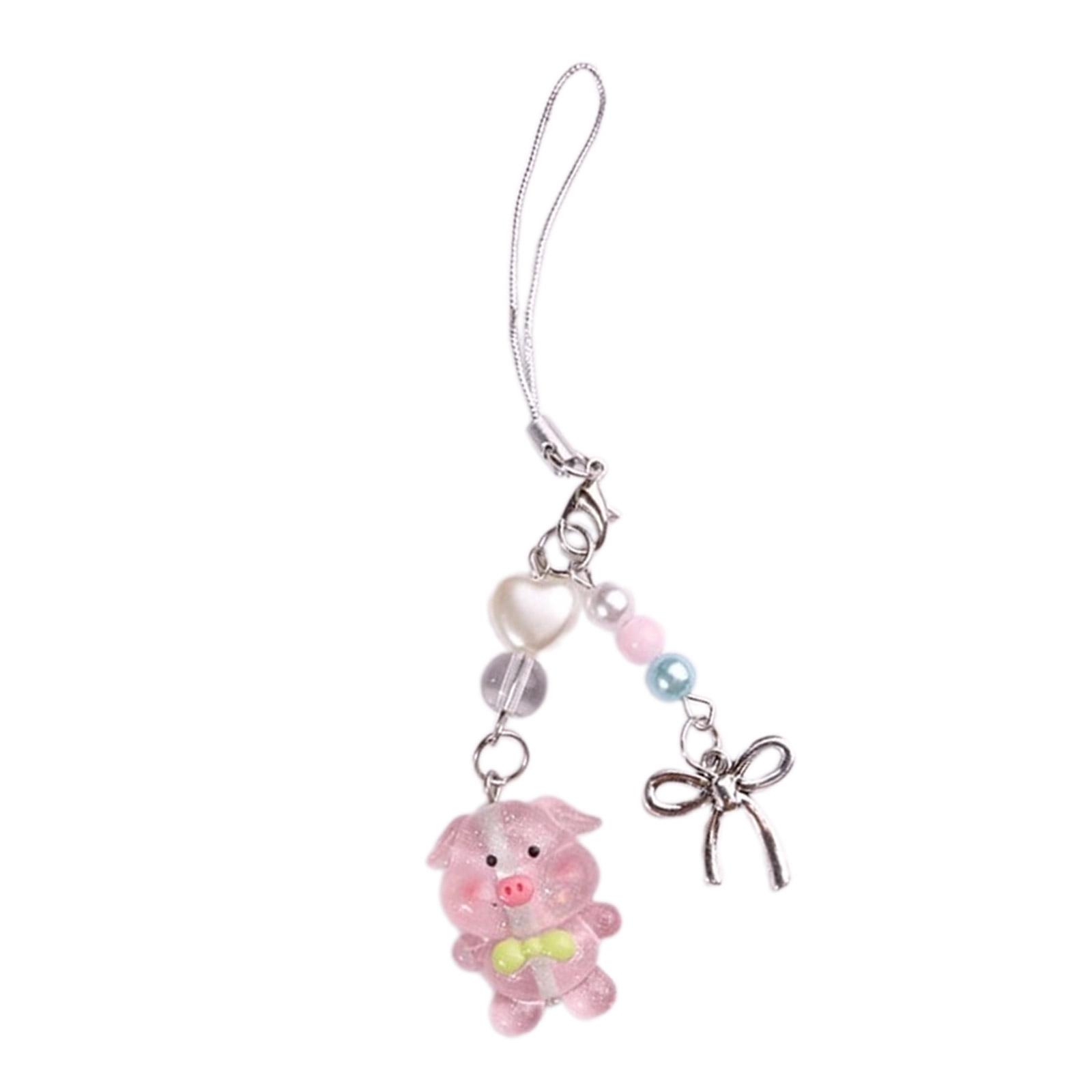 

Мультяшный ремешок для телефона Ручная работа Украшение для ключей Легкий кулон для сумки Милый кулон для телефона Подходит для сумки, ключей и телефона розовый