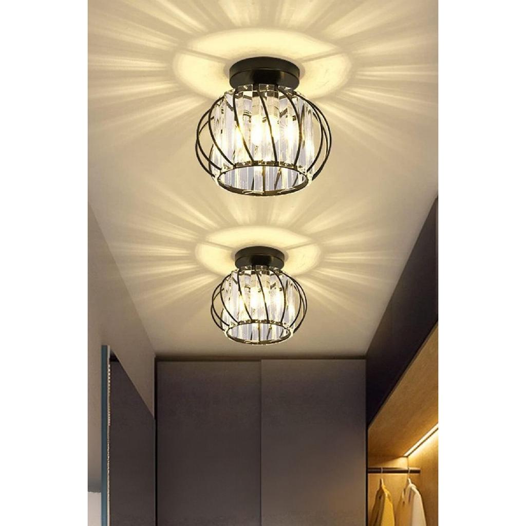 Crepuscolo Model Black Color Metal Crystal Stone Living Room Kitchen Bedroom Plafonier Chandelier