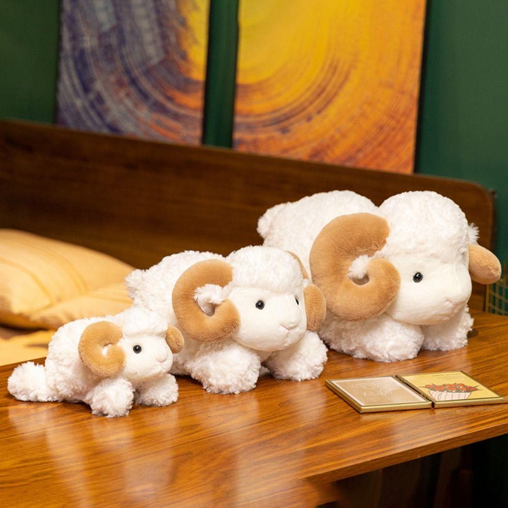 23/38cm Baby Goat&Cow Plush Doll Lying Big Horns Goat Toys Cute Animal Plush Toys Easter Gifts