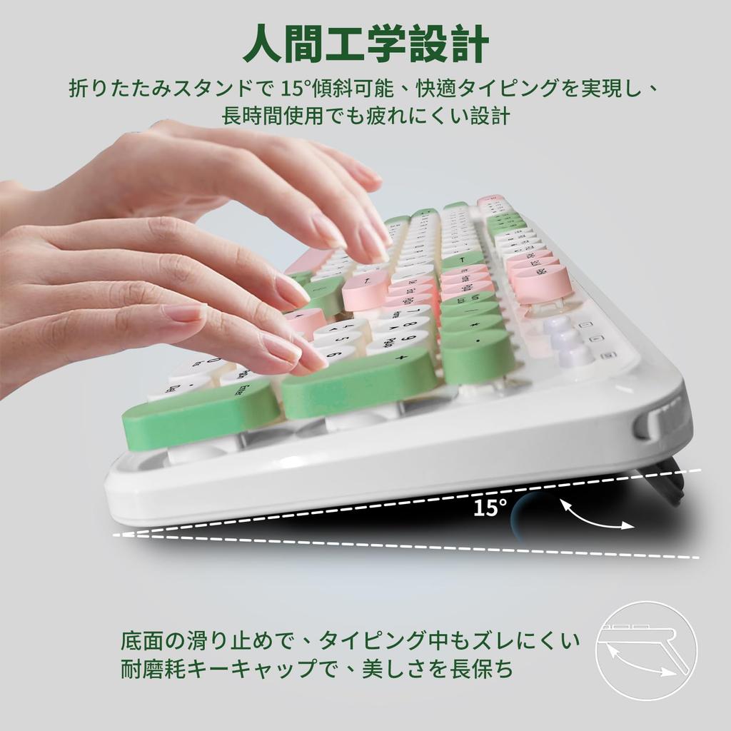 HUO JI Wireless Keyboard and Mouse Set, 2.4GHz, English Layout, Full-Size, Quiet, Slim, Ergonomic Mouse, Zero Latency, Fatigue-Free Membrane Keyboard