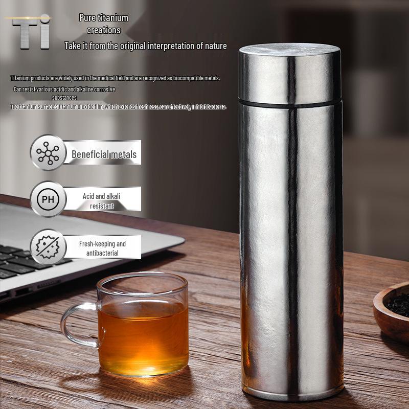 Luxury All-Titanium Thermos Cup Set with Tea Infuser - Lightweight, High-End Gift for Men & Women