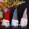 Light-Up Christmas Gnome Decoration Handmade Sequin Hat Faceless Dwarf Doll with Light Glowing Plush Elf Ornament Holiday Party Gift