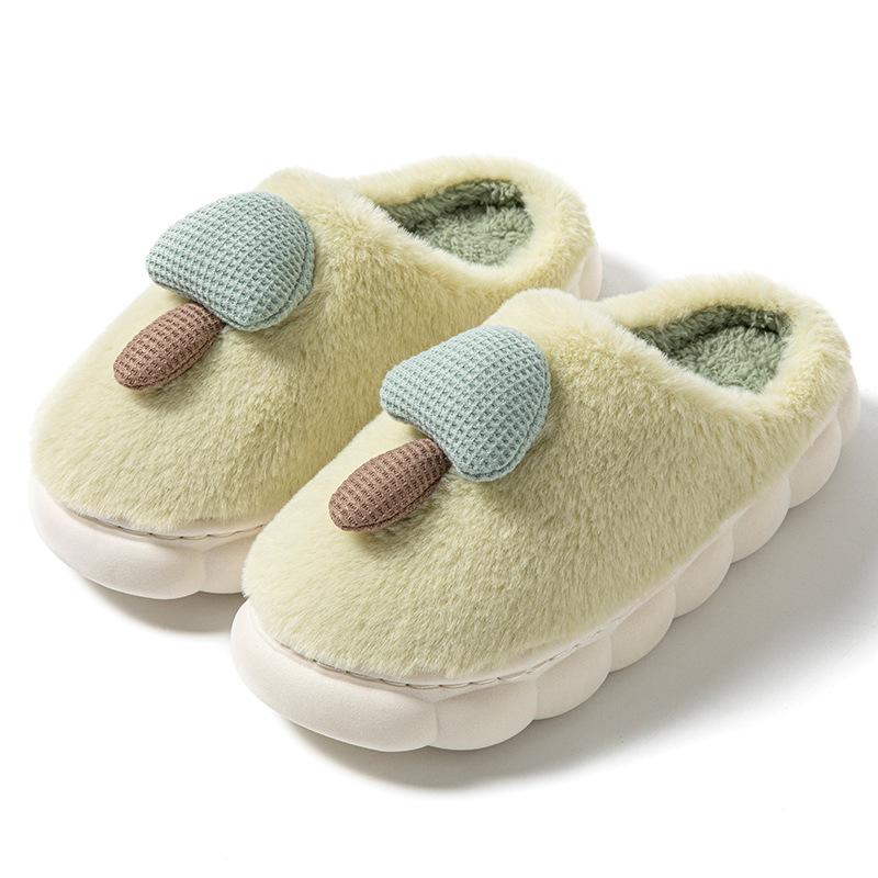 Cartoon cotton slippers autumn and winter velvet warm comfortable thick bottom couple indoor home wool slippers