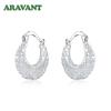 925 Stamp Silver Weave Hollow Moon Hoop Earring For Women Ear Rings Fashion Jewelry