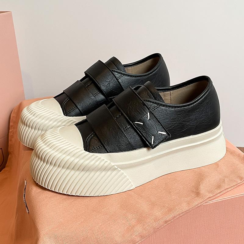 

Большой круглый носок невидимая увеличивающая рост стелька липучка бисквит повседневные туфли женские туфли в стиле преппи белые 40 чёрный