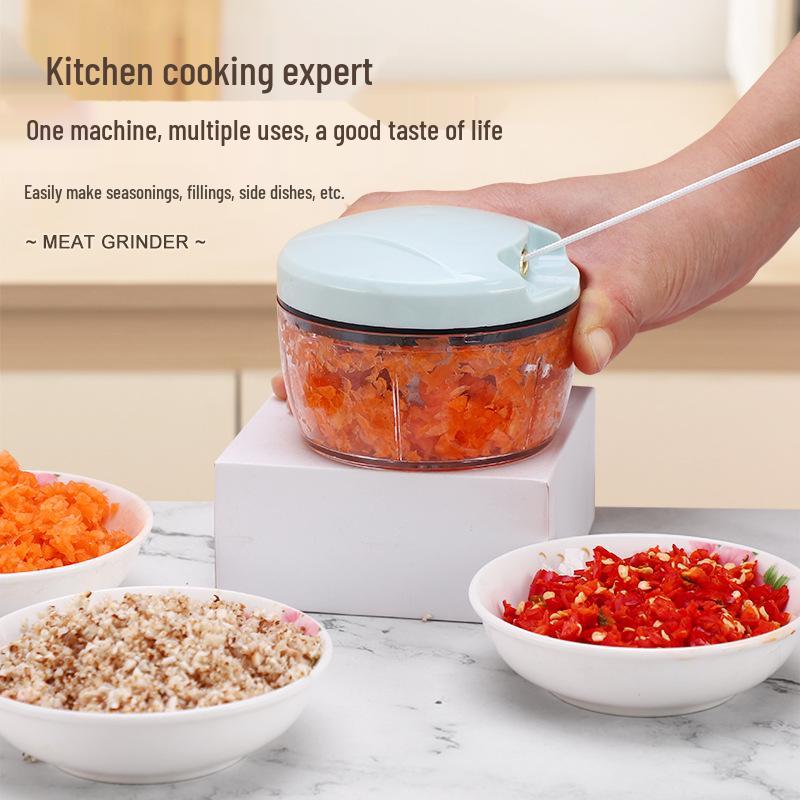 Manual Pull-String Garlic Mincer & Chopper, Multi-Functional Garlic Cutter & Masher for Garlic Paste