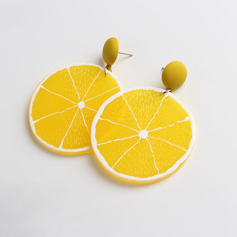 

Niche Style Lemon Summer Fruit Green Tea Earrings Yellow