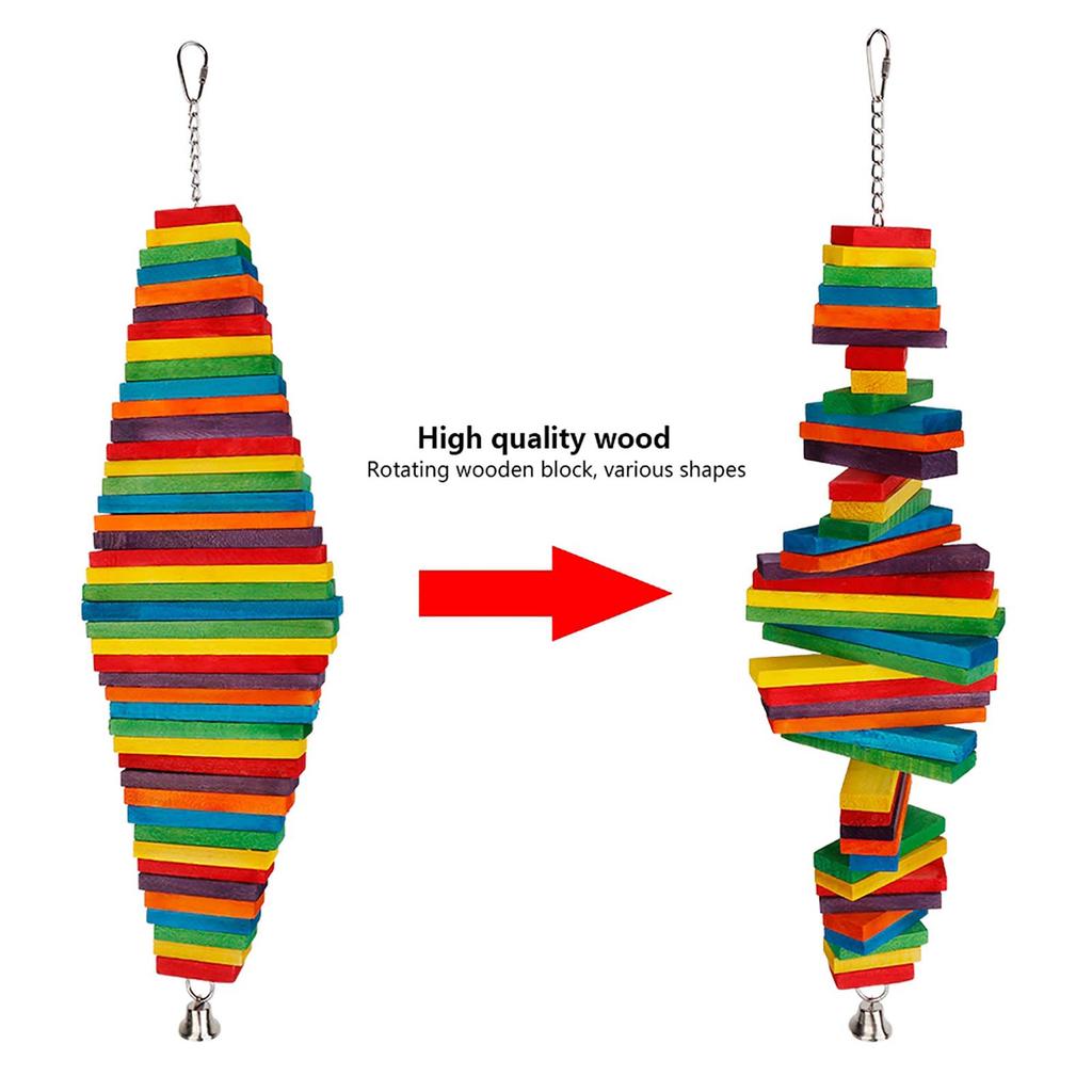 Bunte hölzerne Vogel-Hängeschaukel, Papagei, beißendes Kauspielzeug, Zubehör, zufällige Farbe