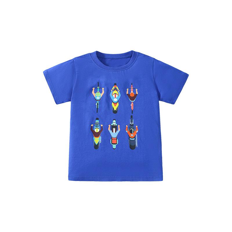 Cotton T-shirt Cartoon Printed Boy's T-shirt Summer Cotton Short Sleeve Top for Children