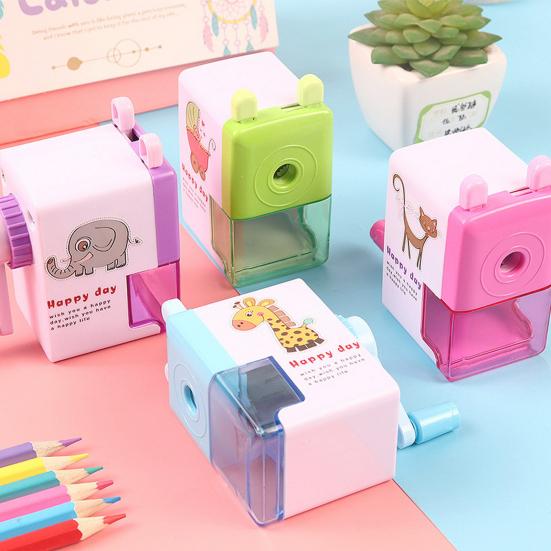 Pencil Cutter Labor-saving Anti-skid with Drawer Holder Comfortable Grip Cartoon Sharpening Detachable Rotary Pencil Sharpener Machine Accessories