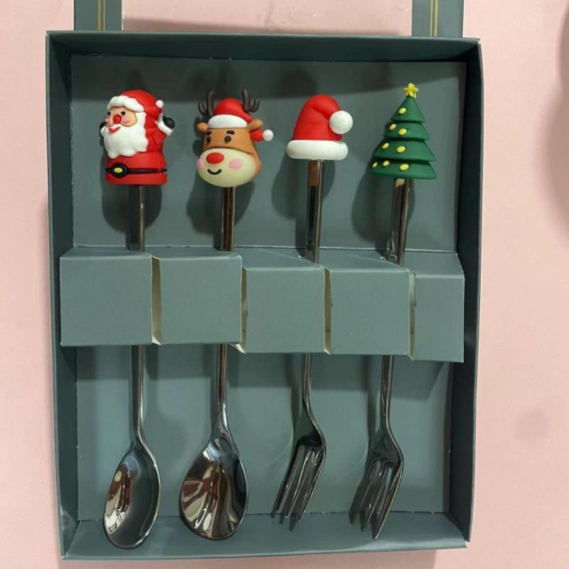 4/6pcs Stainless Steel Spoon Fork Set Gold Silver Coffee Tea Spoon Creative Tableware  Birthday Gift