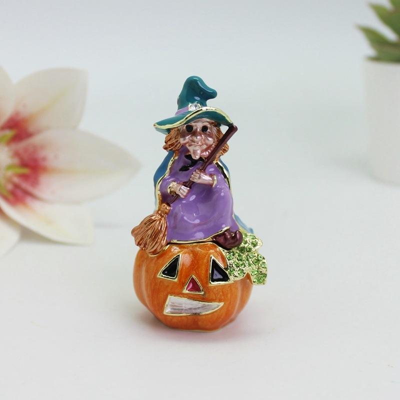 Enamel Halloween Gift Box Metal Craft Halloween Wizard Pumpkin Small Ornament Storage Box Creative Decoration