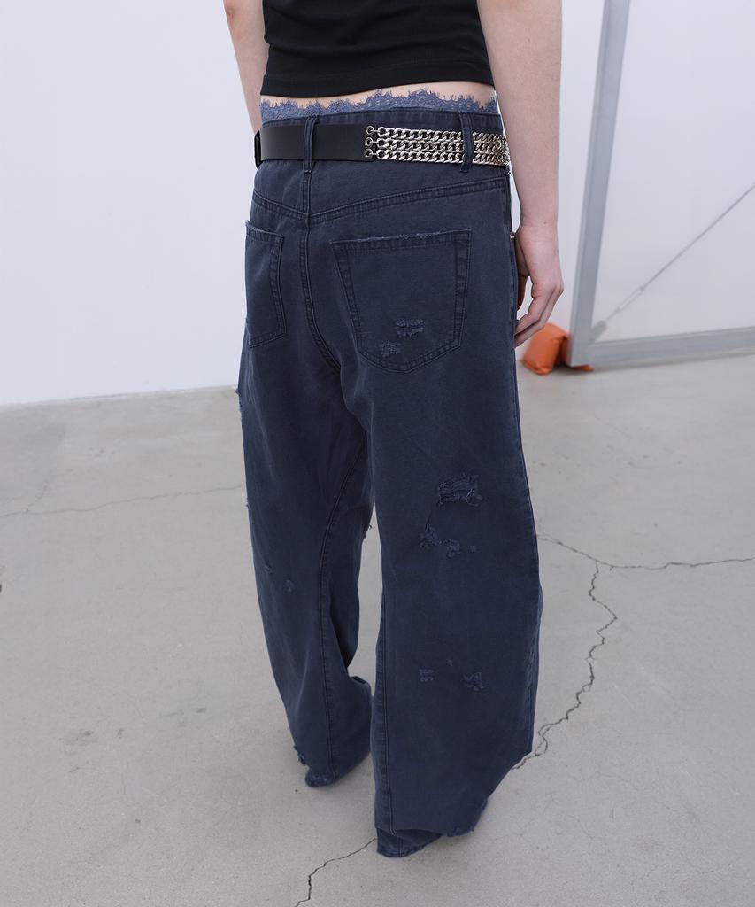 LCDC™ Distressed Curved Pants (Dark Navy)