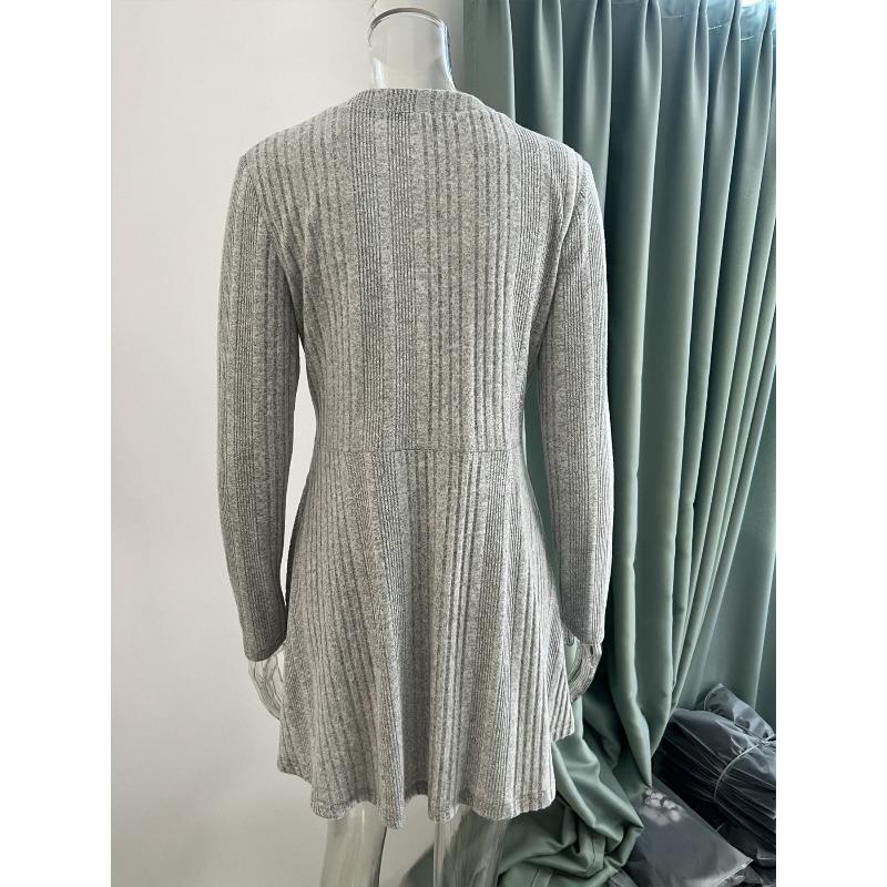 Long Sleeved Casual Solid Color Simple Cardigan Jacket for Autumn and Winter Mid Length Women's Knitted Sweaters