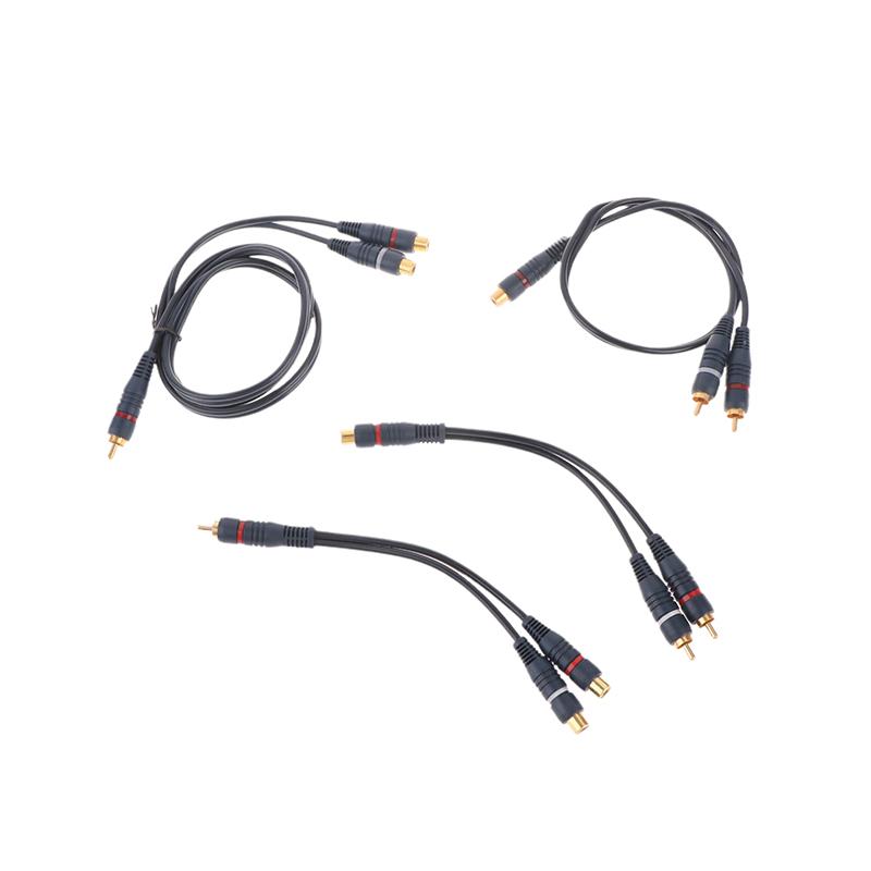Distributor Converter Speaker Gold Cable Cord Line Cooper Wire 2 Rca Female To 1 Rca Male Splitter Cable Audio Splitter