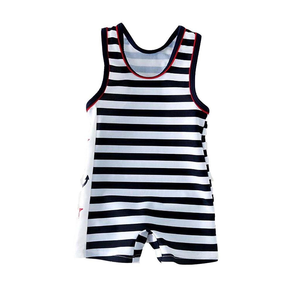 Ymgot Baby Striped Swimsuit with Size 90 Boys' Cap, 2-Piece Set,