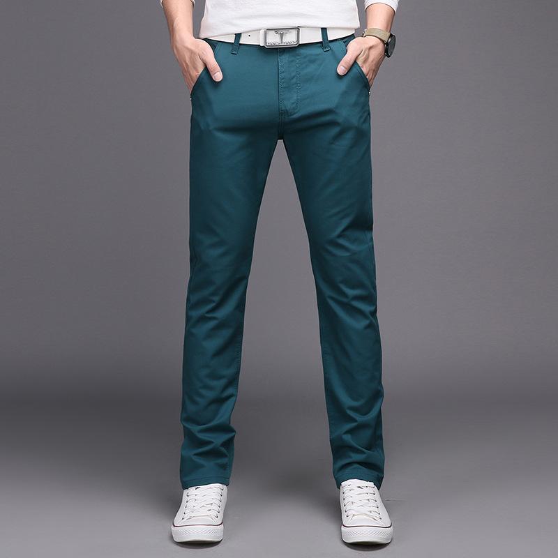 

Мужские повседневные брюки весна-осень, молодежная корейская версия, модные облегающие многоцветные повседневные универсальные длинные брюки из чистого хлопка 36 озеро синий