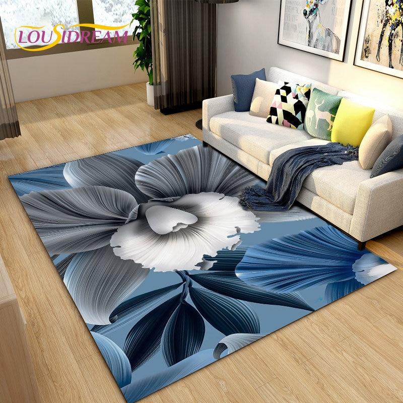 3D Daisy Flower Pattern Area Rug,Carpet Rug for Living Room Bedroom Sofa Doormat Kitchen Decoration,Kids Play Non-slip Floor Mat