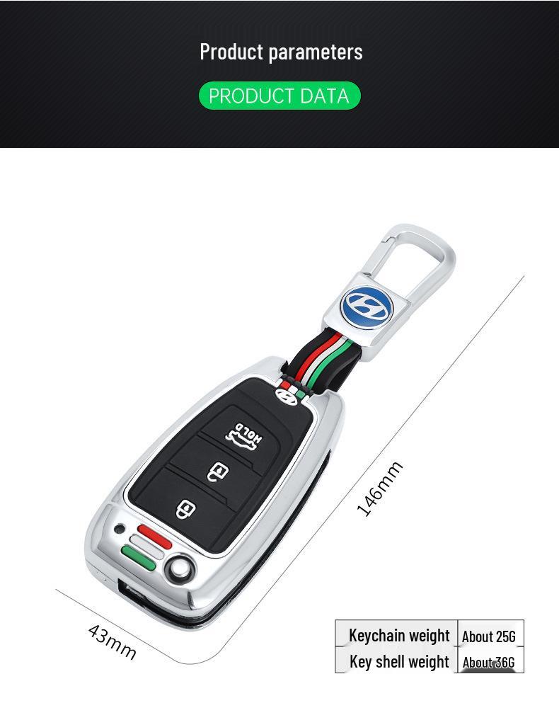 High-End Key Case for 21 Hyundai Models: Fits 2020 Elantra, Reina, ix35 – Unisex Car Key Shell with Buckle