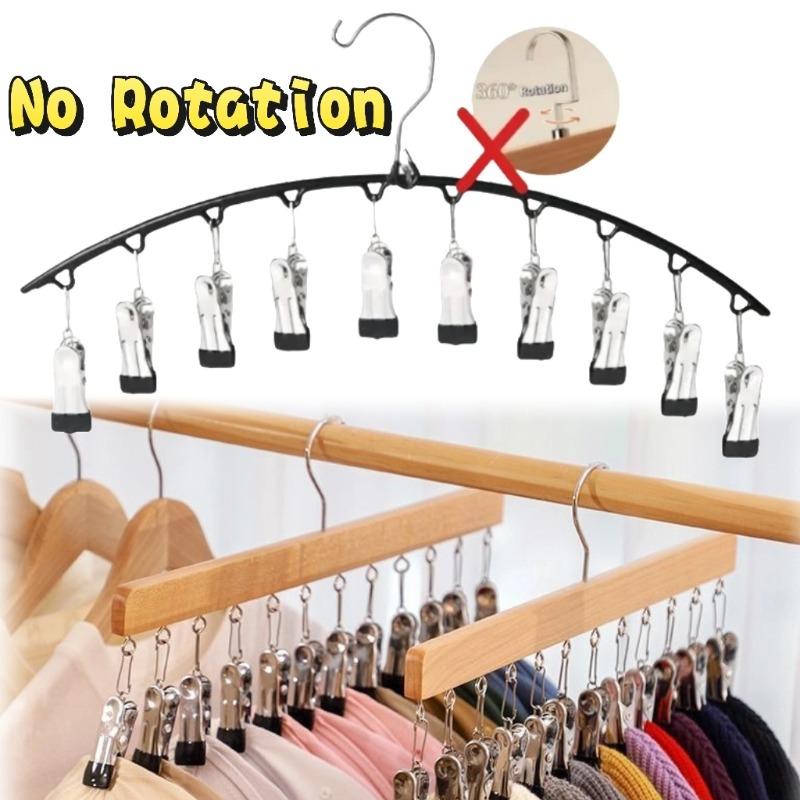 Wooden Clothes Hanger Multi-Functional 10 Clips Hat Hanger Home Wardrobe Socks with Clip Storage Tool for Underwear Hats 1pcs 3270₽