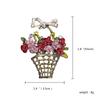 Elegant Rhinestone Flower Basket Brooches For Women Men Vintage Classic Hollow Bowknot Basket Floral Pins Wedding Party Jewelry