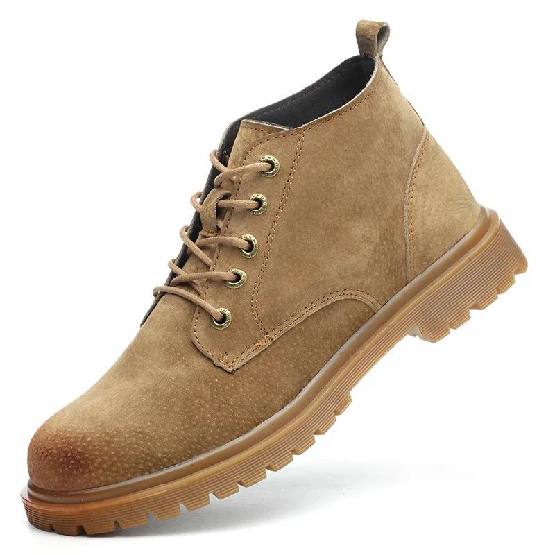 

Anti-puncture Suede Leather High Tops Boots Anti Smash Comfortable Shoes for Work Safety Sneakers for Men Light Man Safety Shoes 37