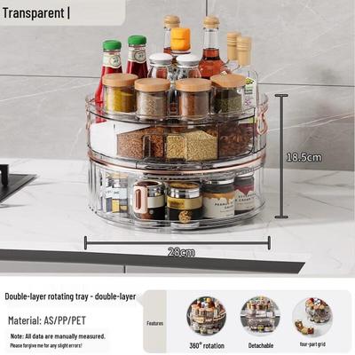 Transparent 3-Tier Rotating Spice Rack