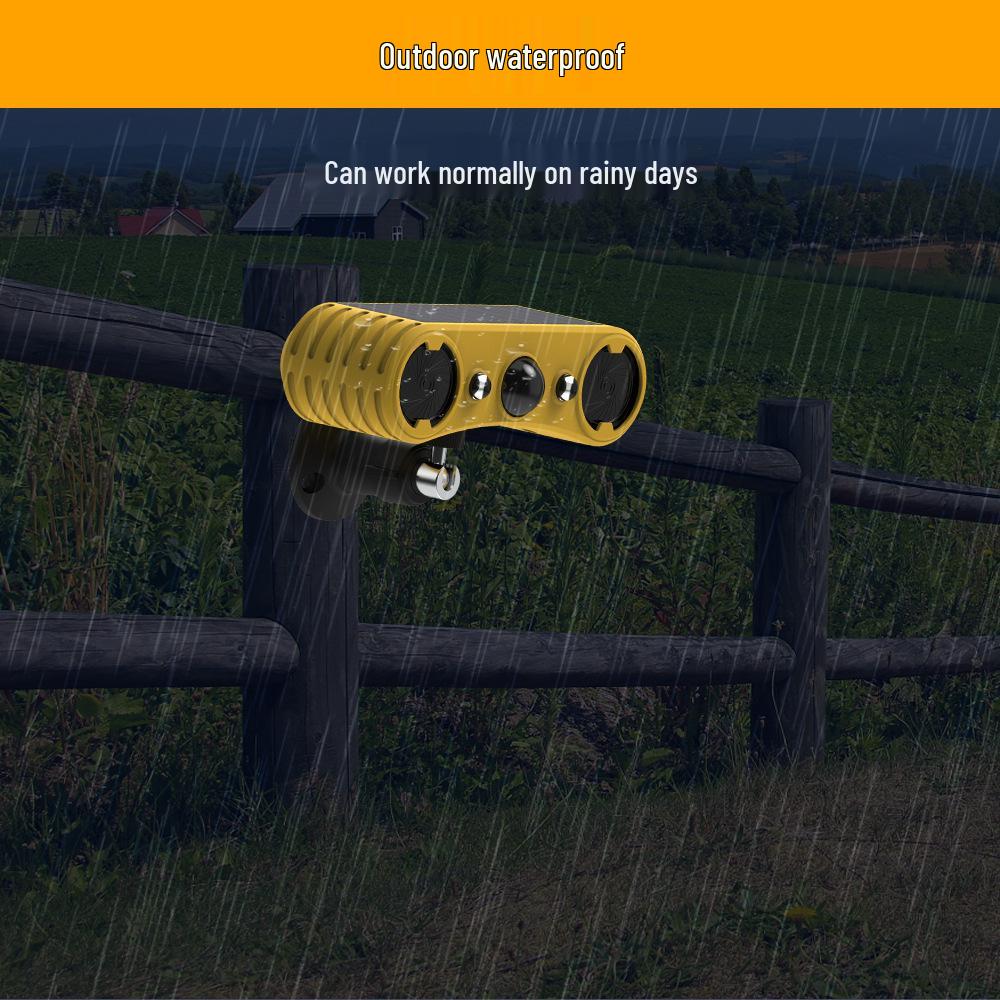 Solar-Powered Dual-Speaker Outdoor Pest Repeller with Red & Blue Flashing Lights