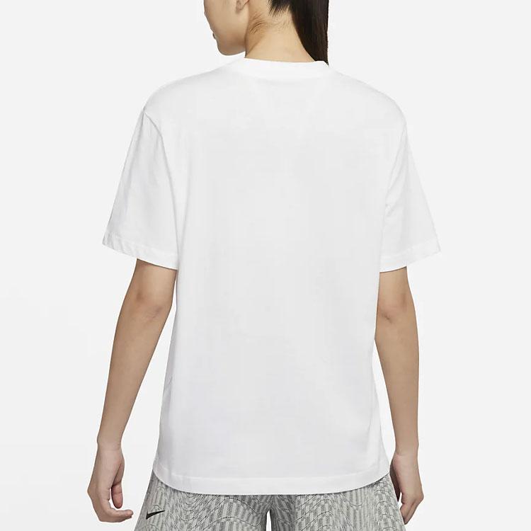 New Nike Sportswear Essential SS22 Women'ss Print Sporty Crewneck T Shirt White DN5698-100