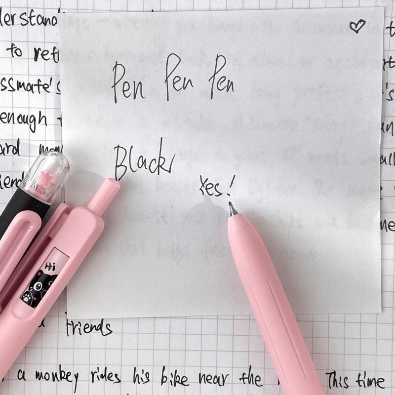 4/5pcs Cute Kitty Gel Pens Set Click-to-Change Pattern Kawaii Cat Gel Ink Pens 0.5mm Tip Black Refill School Supplies