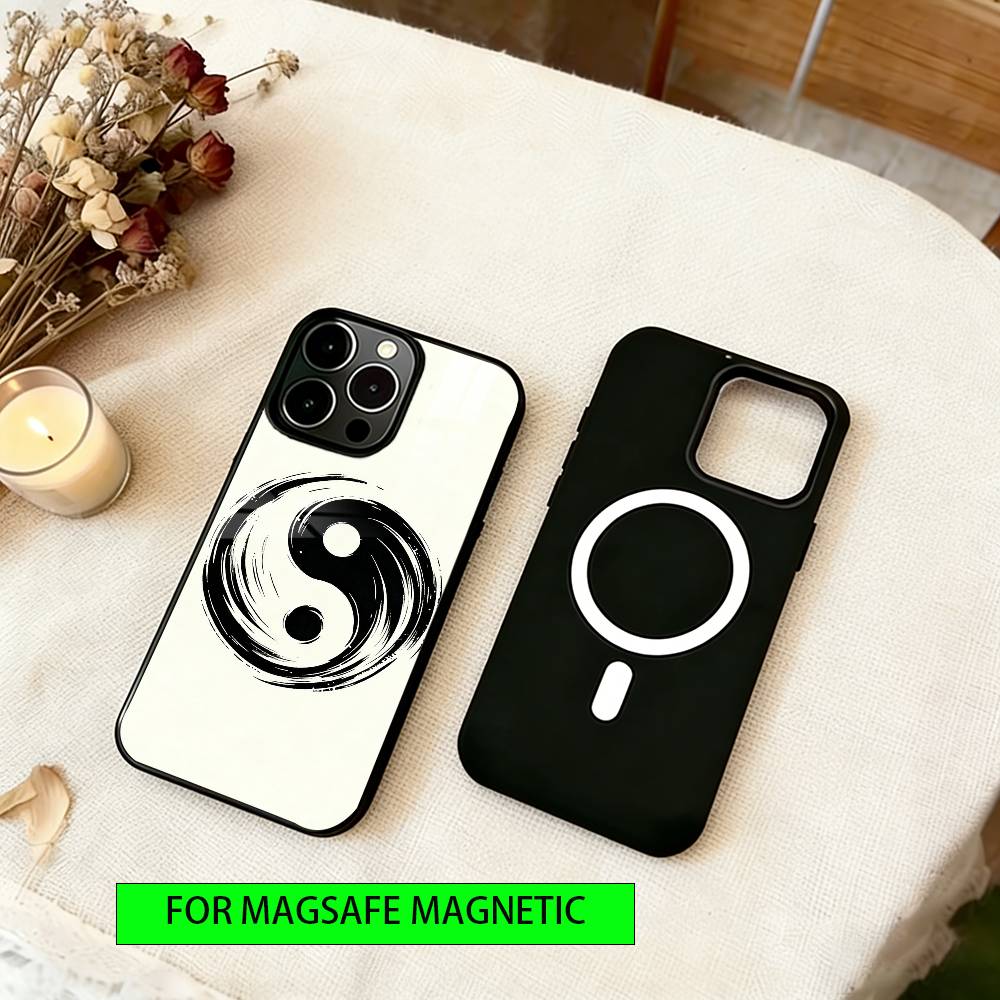 Minimalist Ink Art Phone Case For iPhone17,16,15,14,13,12,11 Plus,Pro Magnetic with Magsafe Wireless Charging