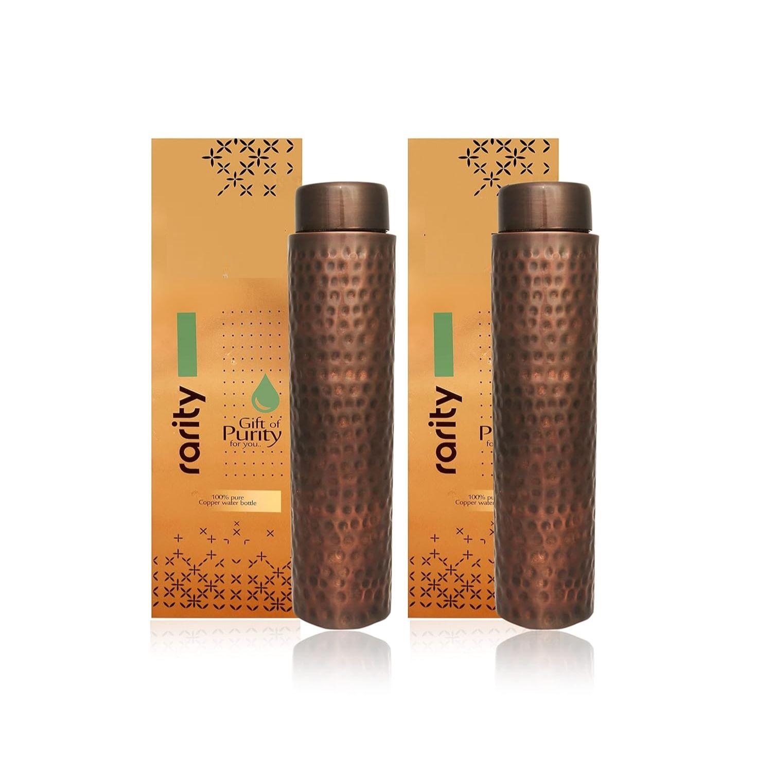 

Pure Copper Rarity Curve Diamond Design Water Bottle with Advanced Leak Proof Protection and Joint Less With Antique Look |