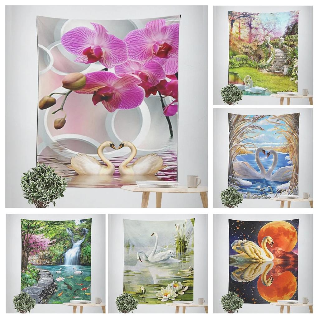Beautiful Swan Decorative Tapestry Home Wall Decor Office Living Room Tapestry